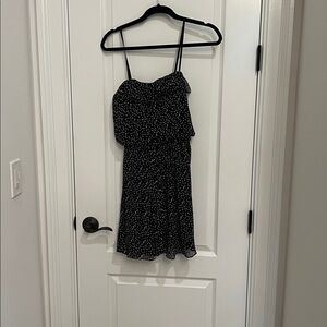 Aqua Black Dress with White Polka Dots